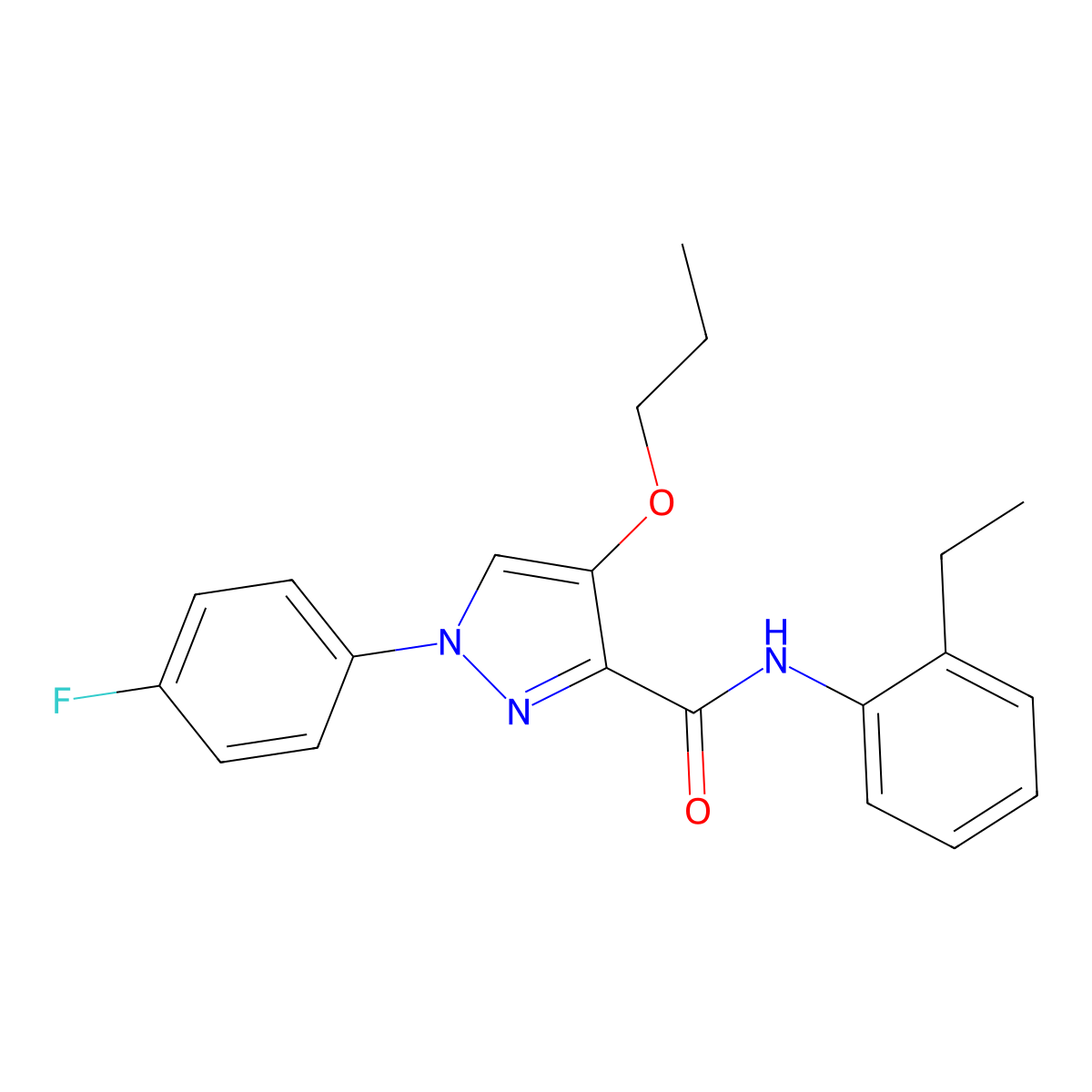N-(2-ethylphenyl)-1-(4-fluorophenyl)-4-propoxy-1H-pyrazole-3-carboxamide molecular structure, CAS 1210114-69-4