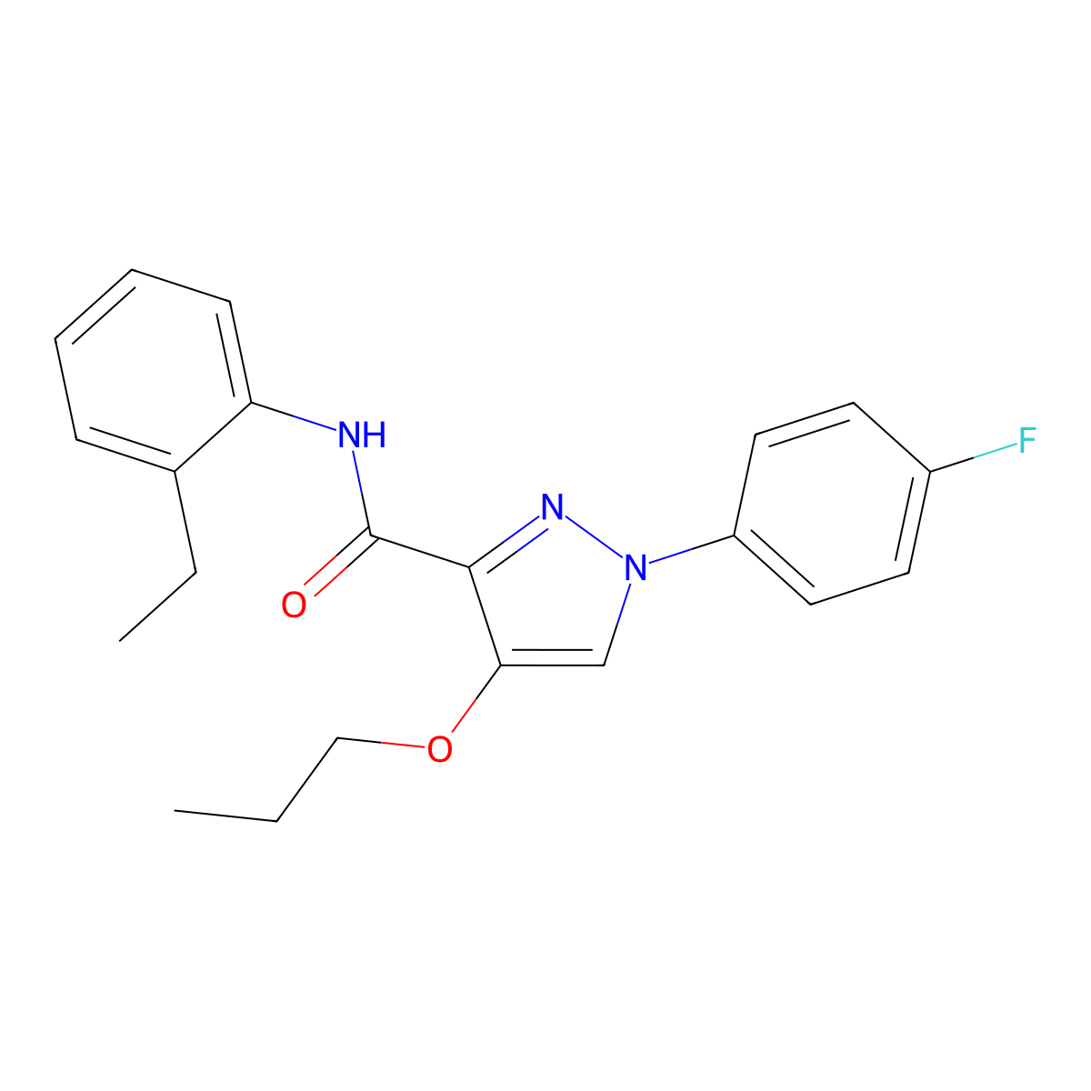 N-(2-ethylphenyl)-1-(4-fluorophenyl)-4-propoxy-1H-pyrazole-3-carboxamide molecular structure, CAS 1210114-69-4