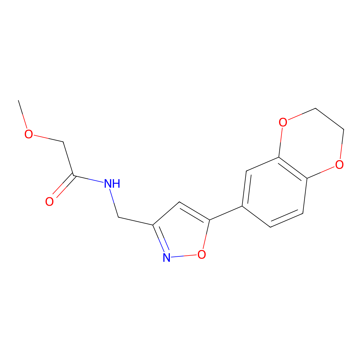 N-((5-(2,3-dihydrobenzo[b][1,4]dioxin-6-yl)isoxazol-3-yl)methyl)-2-methoxyacetamide molecular structure, CAS 1210118-23-2