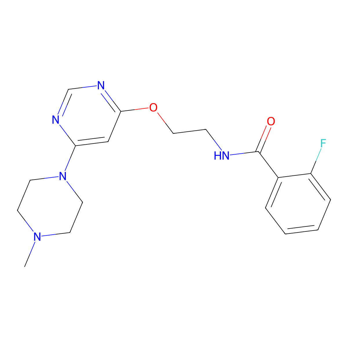 2-fluoro-N-(2-((6-(4-methylpiperazin-1-yl)pyrimidin-4-yl)oxy)ethyl)benzamide molecular structure, CAS 1210129-41-1