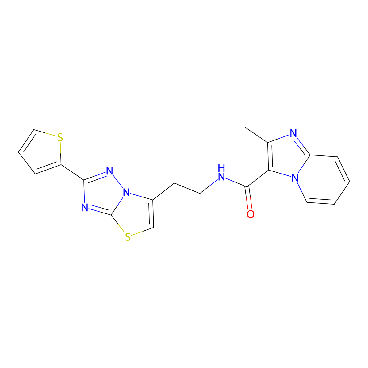 2-methyl-N-(2-(2-(thiophen-2-yl)thiazolo[3,2-b][1,2,4]triazol-6-yl)ethyl)imidazo[1,2-a]pyridine-3-carboxamide molecular structure, CAS 1210130-72-5