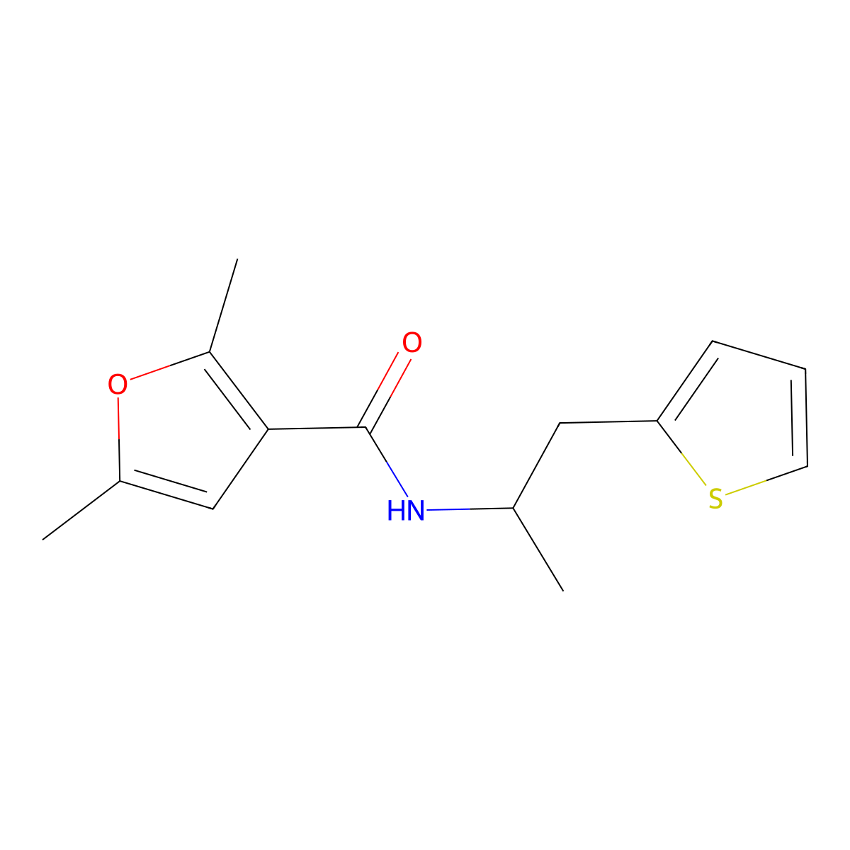 2,5-dimethyl-N-(1-(thiophen-2-yl)propan-2-yl)furan-3-carboxamide molecular structure, CAS 1210132-48-1