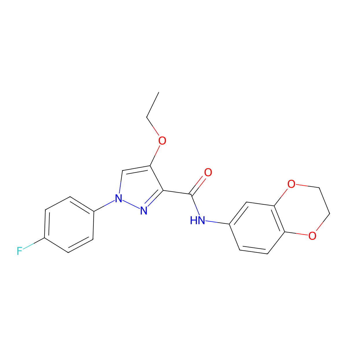 N-(2,3-dihydro-1,4-benzodioxin-6-yl)-4-ethoxy-1-(4-fluorophenyl)-1H-pyrazole-3-carboxamide molecular structure, CAS 1210136-16-5