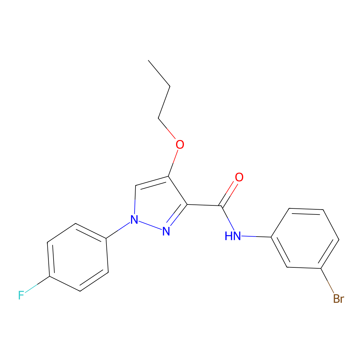 N-(3-bromophenyl)-1-(4-fluorophenyl)-4-propoxy-1H-pyrazole-3-carboxamide molecular structure, CAS 1210136-92-7