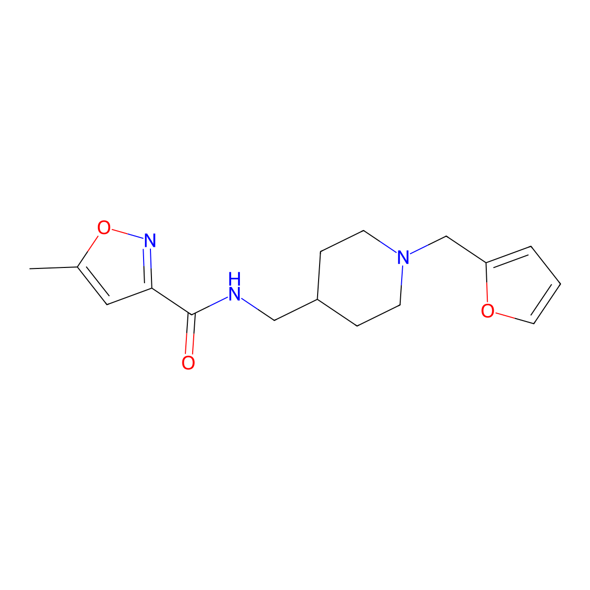 N-((1-(furan-2-ylmethyl)piperidin-4-yl)methyl)-5-methylisoxazole-3-carboxamide molecular structure, CAS 1210143-27-3