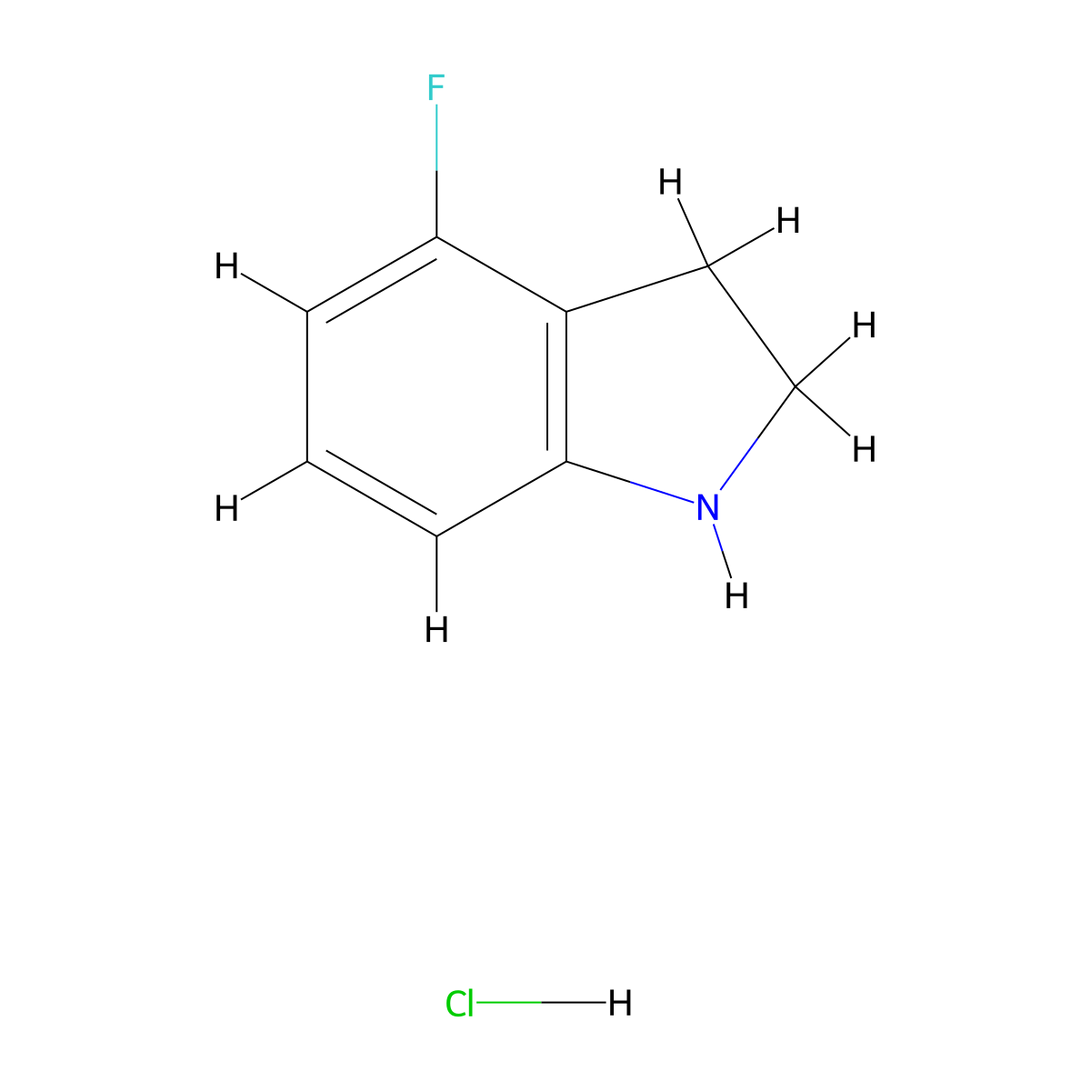 4-Fluoroindoline hydrochloride molecular structure, CAS 1210147-74-2