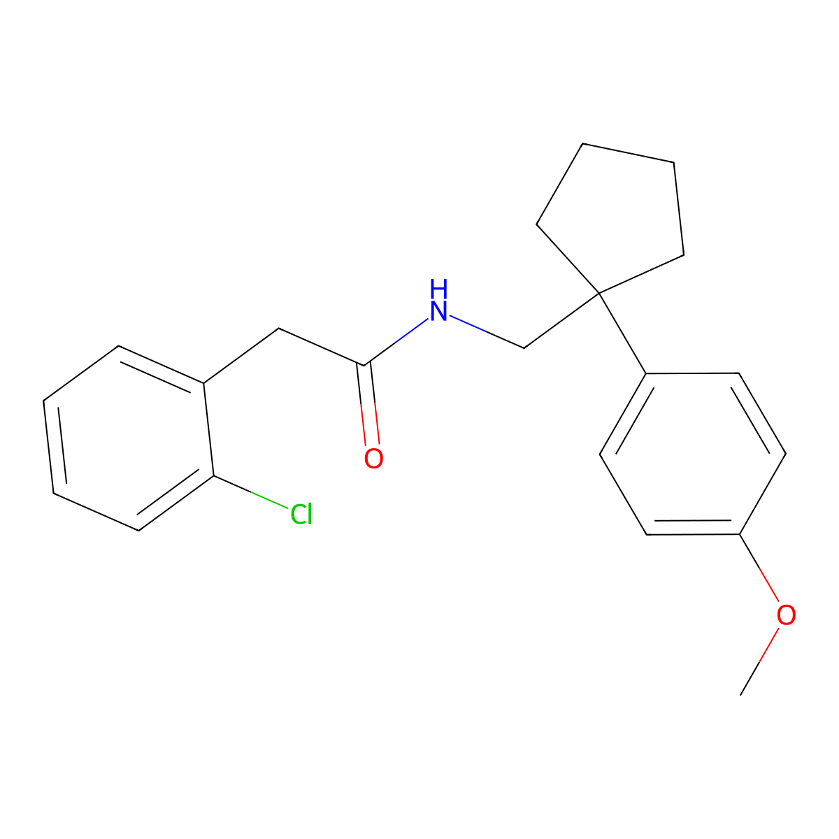2-(2-chlorophenyl)-N-{[1-(4-methoxyphenyl)cyclopentyl]methyl}acetamide molecular structure, CAS 1210148-05-2