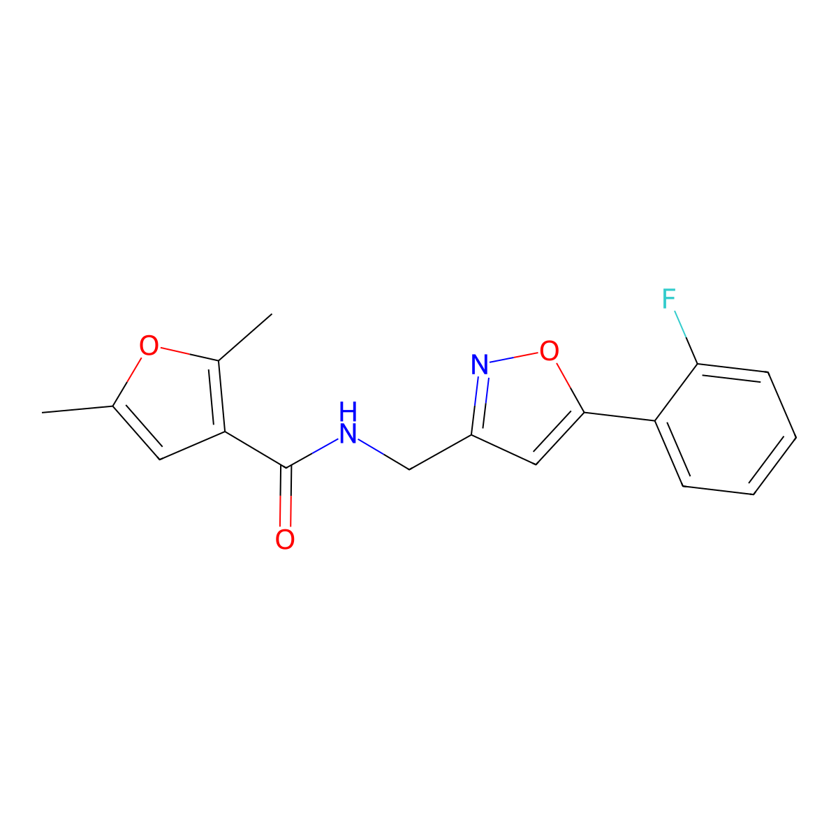 N-{[5-(2-fluorophenyl)-1,2-oxazol-3-yl]methyl}-2,5-dimethylfuran-3-carboxamide molecular structure, CAS 1210148-38-1
