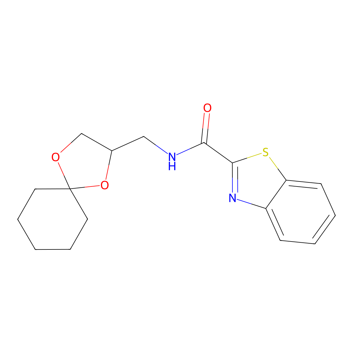 N-(1,4-dioxaspiro[4.5]decan-2-ylmethyl)benzo[d]thiazole-2-carboxamide molecular structure, CAS 1210151-37-3