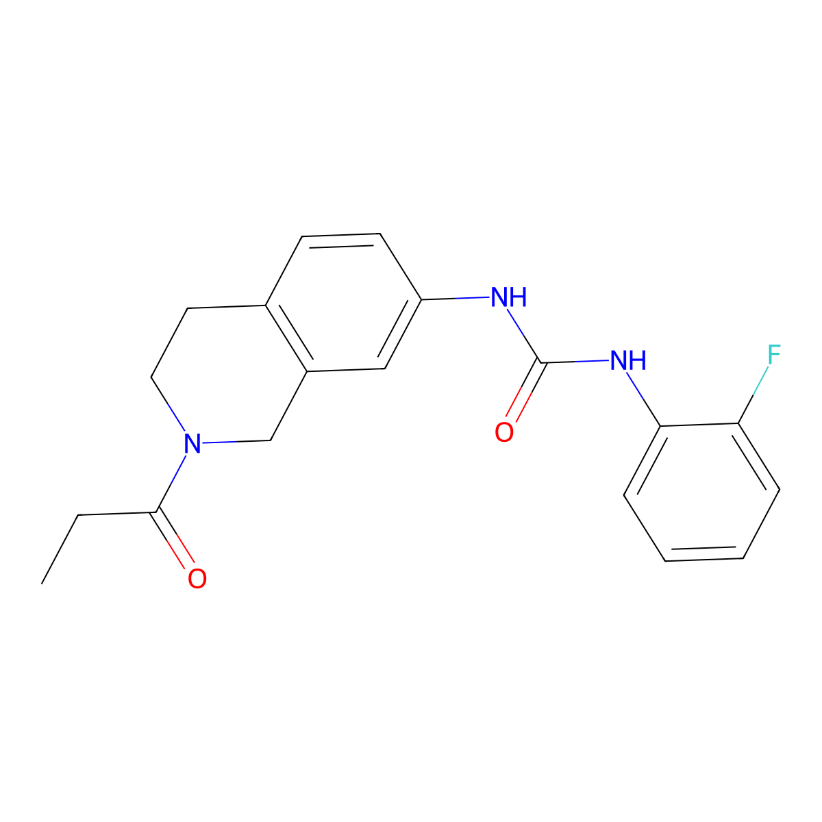 1-(2-Fluorophenyl)-3-(2-propionyl-1,2,3,4-tetrahydroisoquinolin-7-yl)urea molecular structure, CAS 1210155-23-9