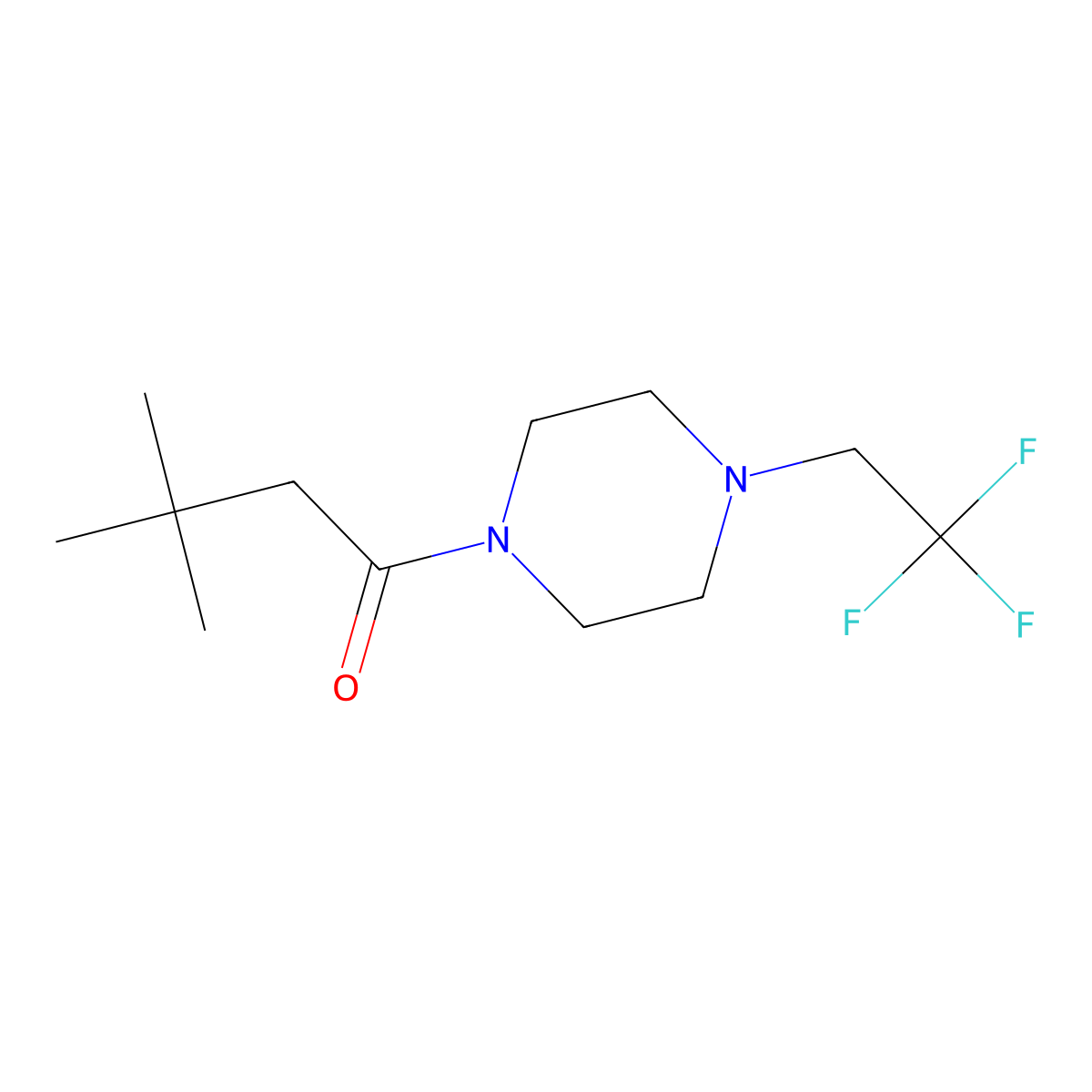 3,3-Dimethyl-1-[4-(2,2,2-trifluoroethyl)piperazin-1-yl]butan-1-one molecular structure, CAS 1210156-02-7