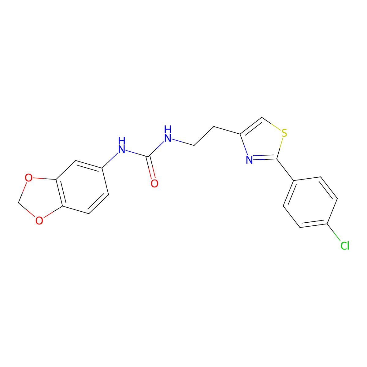 1-(Benzo[d][1,3]dioxol-5-yl)-3-(2-(2-(4-chlorophenyl)thiazol-4-yl)ethyl)urea molecular structure, CAS 1210156-34-5