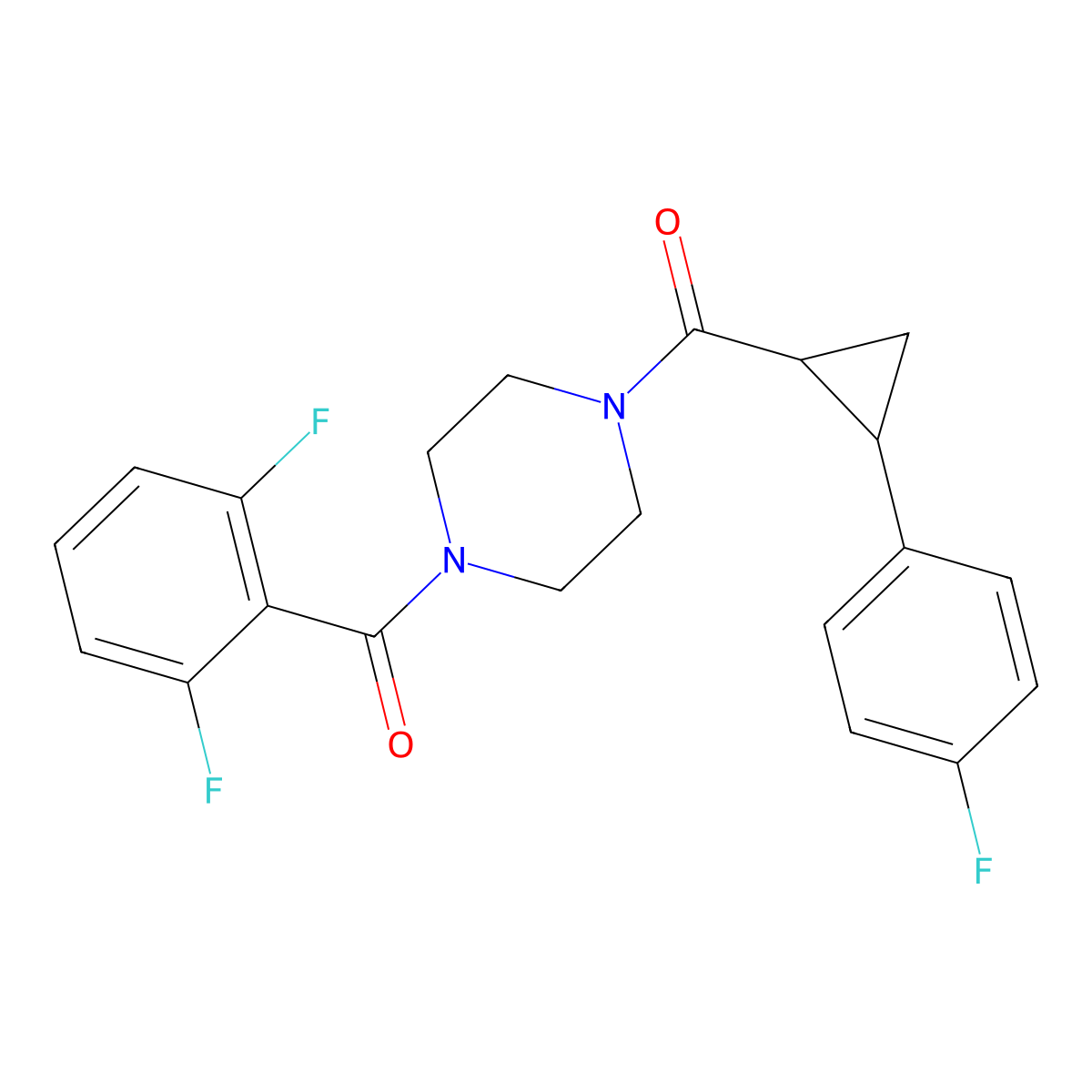 (4-(2,6-Difluorobenzoyl)piperazin-1-yl)(2-(4-fluorophenyl)cyclopropyl)methanone molecular structure, CAS 1210156-66-3