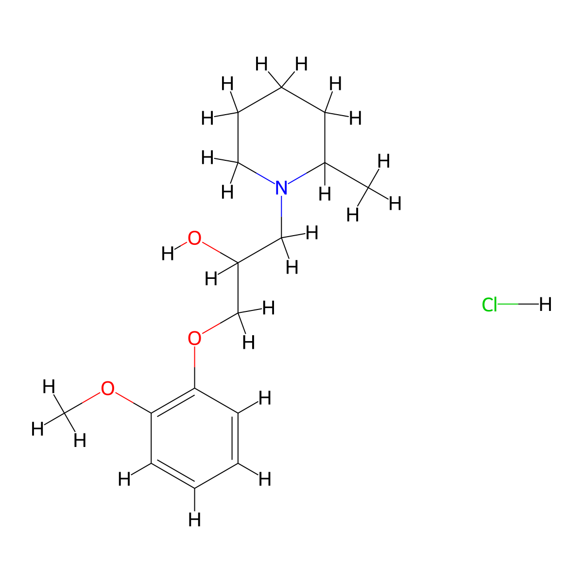 1-(2-Methoxyphenoxy)-3-(2-methylpiperidin-1-yl)propan-2-ol hydrochloride molecular structure, CAS 1210162-02-9