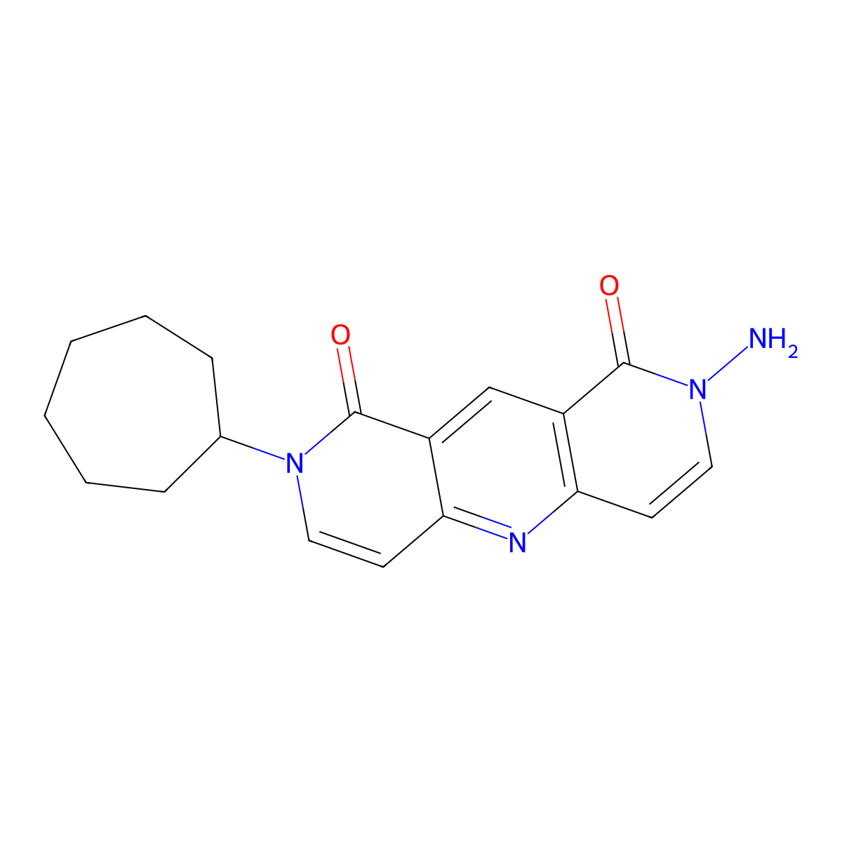 2-amino-8-cycloheptylpyrido[4,3-b][1,6]naphthyridine-1,9(2H,8H)-dione molecular structure, CAS 1210164-44-5