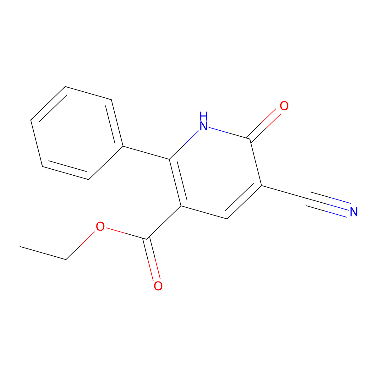 Ethyl 5-cyano-6-oxo-2-phenyl-1,6-dihydro-3-pyridinecarboxylate molecular structure, CAS 121017-78-5