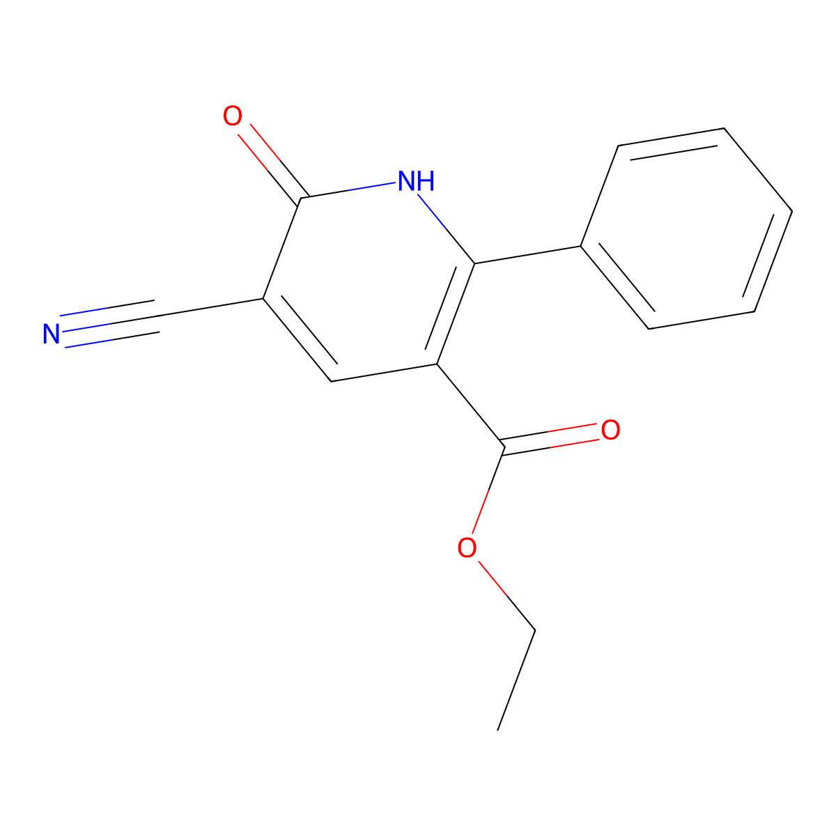 Ethyl 5-cyano-6-oxo-2-phenyl-1,6-dihydro-3-pyridinecarboxylate molecular structure, CAS 121017-78-5