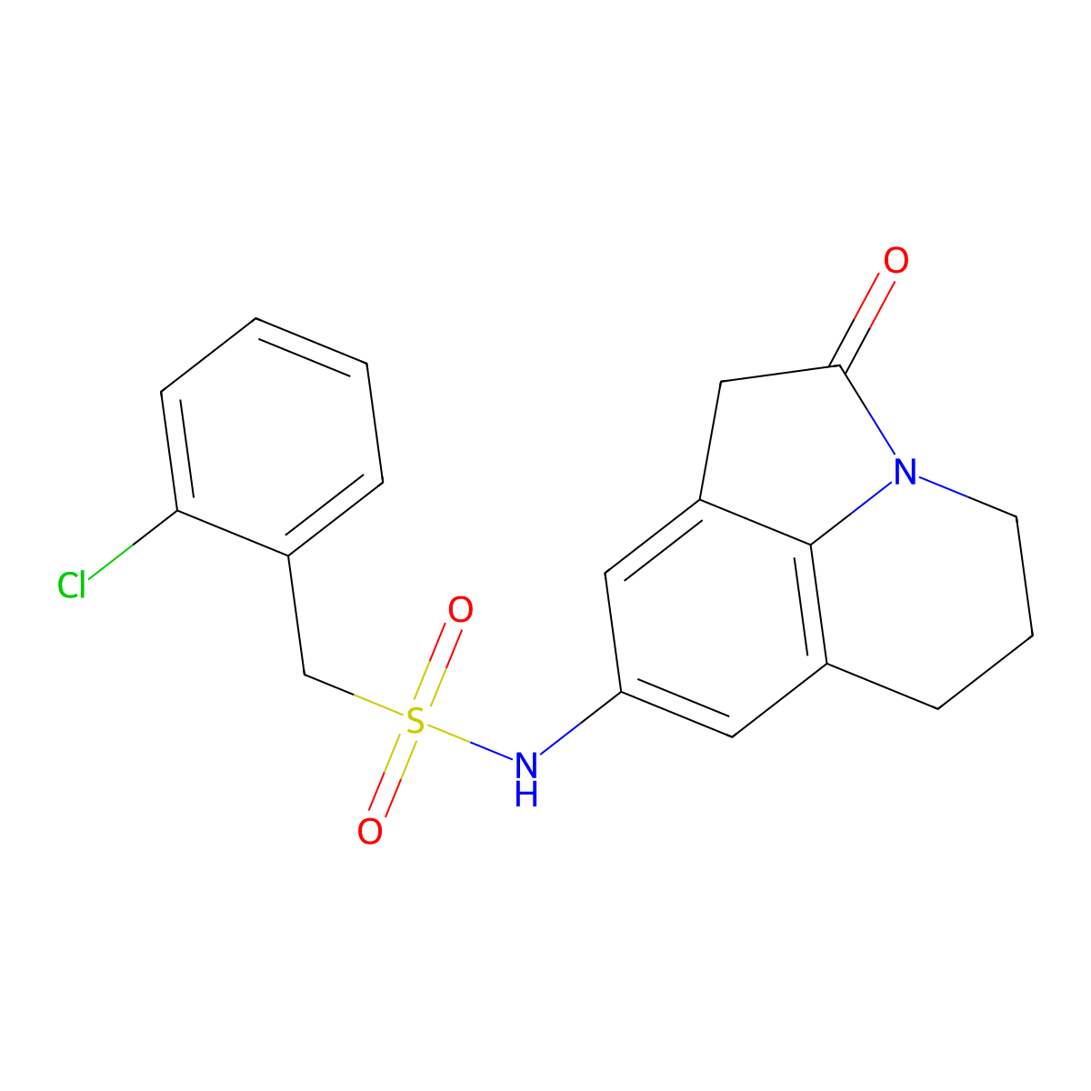 1-(2-chlorophenyl)-N-(2-oxo-2,4,5,6-tetrahydro-1H-pyrrolo[3,2,1-ij]quinolin-8-yl)methanesulfonamide molecular structure, CAS 1210174-96-1