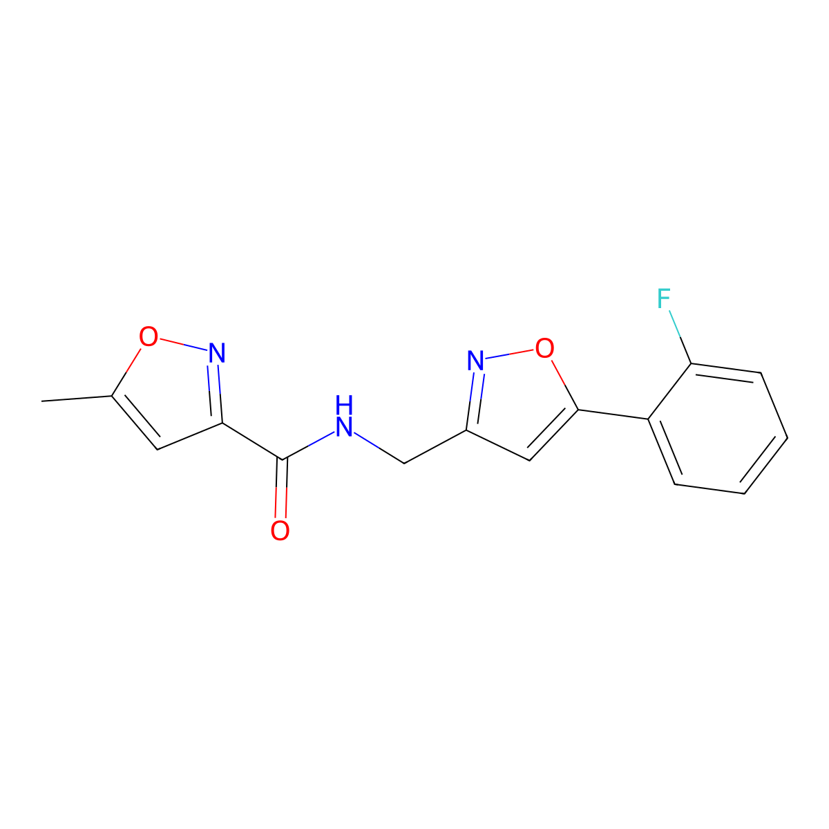 N-((5-(2-fluorophenyl)isoxazol-3-yl)methyl)-5-methylisoxazole-3-carboxamide molecular structure, CAS 1210177-49-3