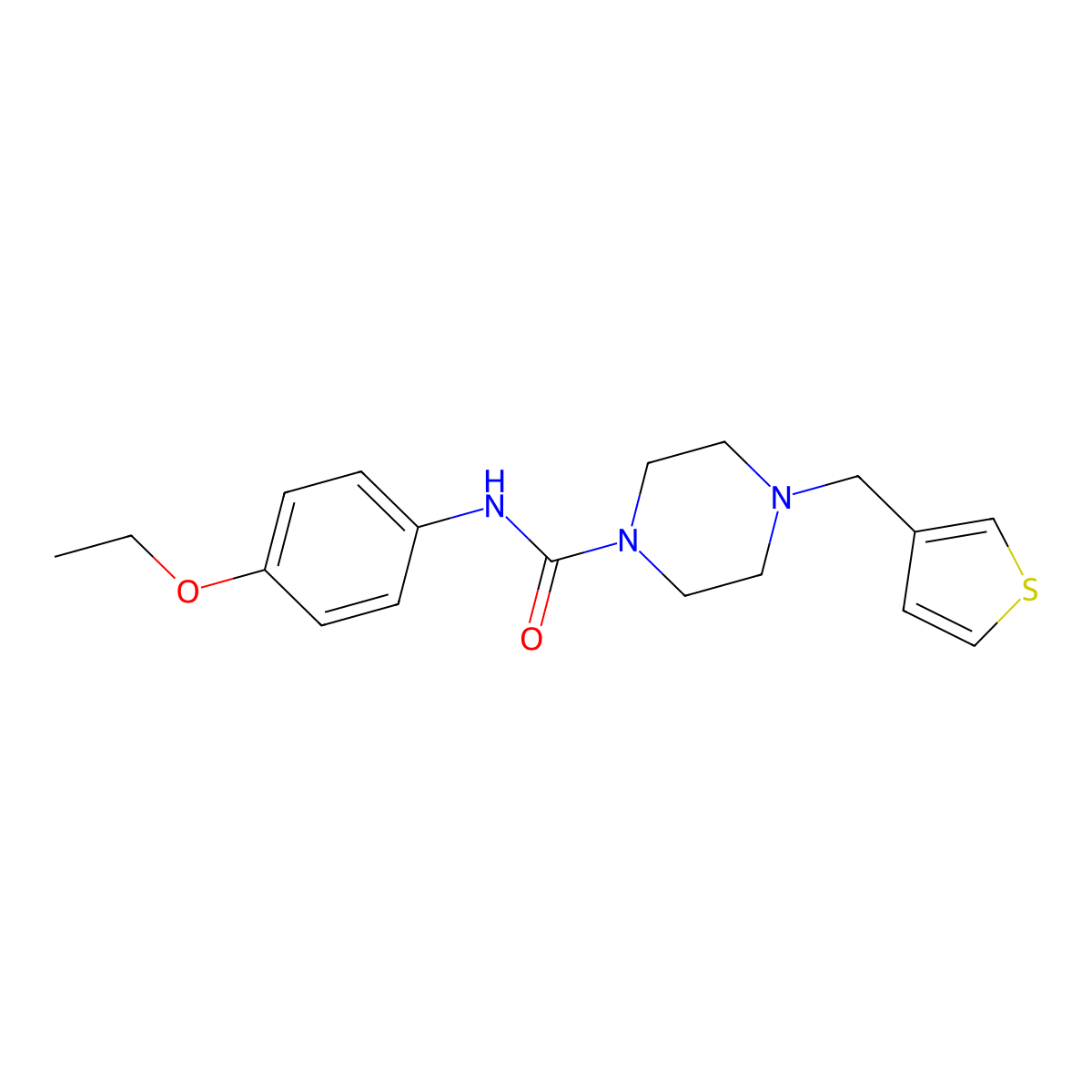 N-(4-ethoxyphenyl)-4-(thiophen-3-ylmethyl)piperazine-1-carboxamide molecular structure, CAS 1210180-74-7