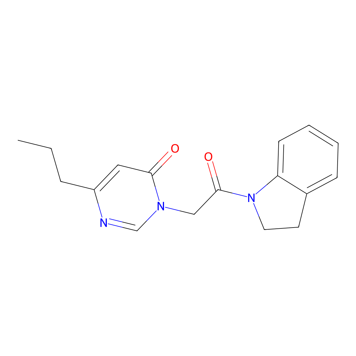 3-(2-(indolin-1-yl)-2-oxoethyl)-6-propylpyrimidin-4(3H)-one molecular structure, CAS 1210182-89-0