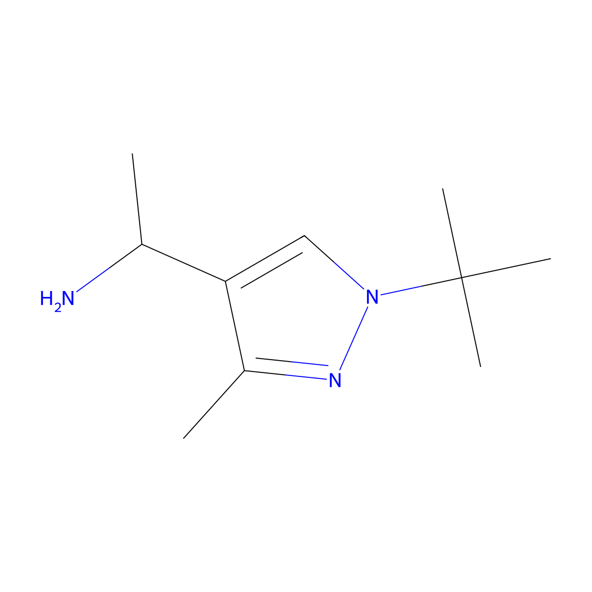 1-(1-tert-butyl-3-methyl-1H-pyrazol-4-yl)ethan-1-amine molecular structure, CAS 1210183-87-1