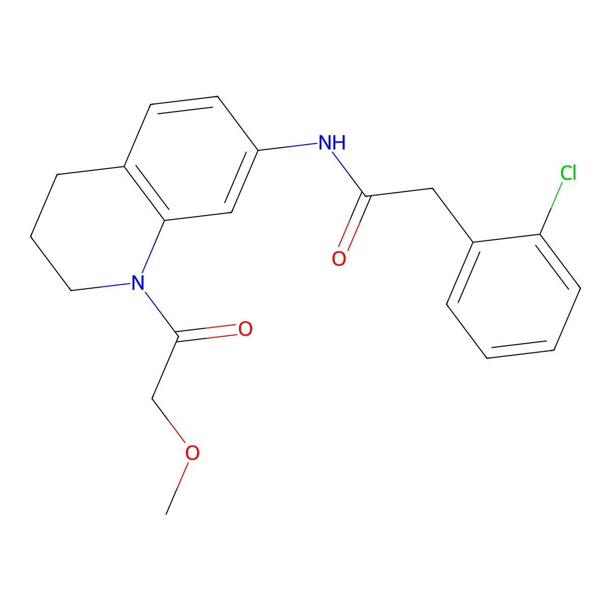 2-(2-chlorophenyl)-N-(1-(2-methoxyacetyl)-1,2,3,4-tetrahydroquinolin-7-yl)acetamide molecular structure, CAS 1210185-94-6