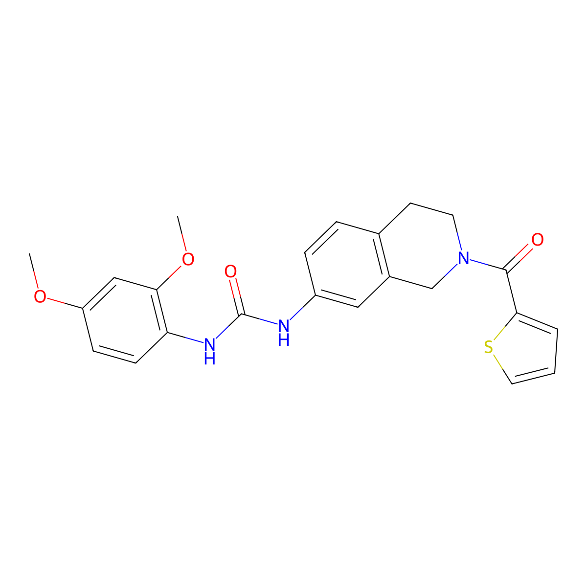 1-(2,4-Dimethoxyphenyl)-3-[2-(thiophene-2-carbonyl)-1,2,3,4-tetrahydroisoquinolin-7-yl]urea molecular structure, CAS 1210186-10-9