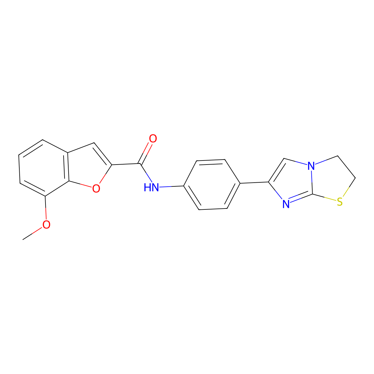N-(4-(2,3-dihydroimidazo[2,1-b]thiazol-6-yl)phenyl)-7-methoxybenzofuran-2-carboxamide molecular structure, CAS 1210186-66-5
