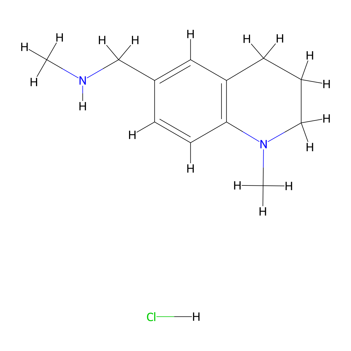 N-Methyl-1-(1-methyl-1,2,3,4-tetrahydroquinolin-6-yl)methanamine hydrochloride molecular structure, CAS 1210187-16-8