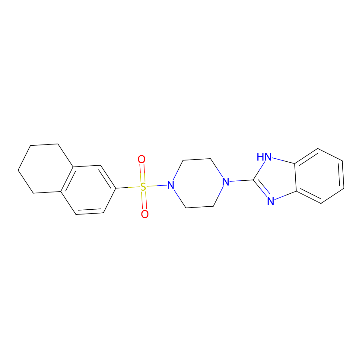 2-(4-((5,6,7,8-tetrahydronaphthalen-2-yl)sulfonyl)piperazin-1-yl)-1H-benzo[d]imidazole molecular structure, CAS 1210190-30-9