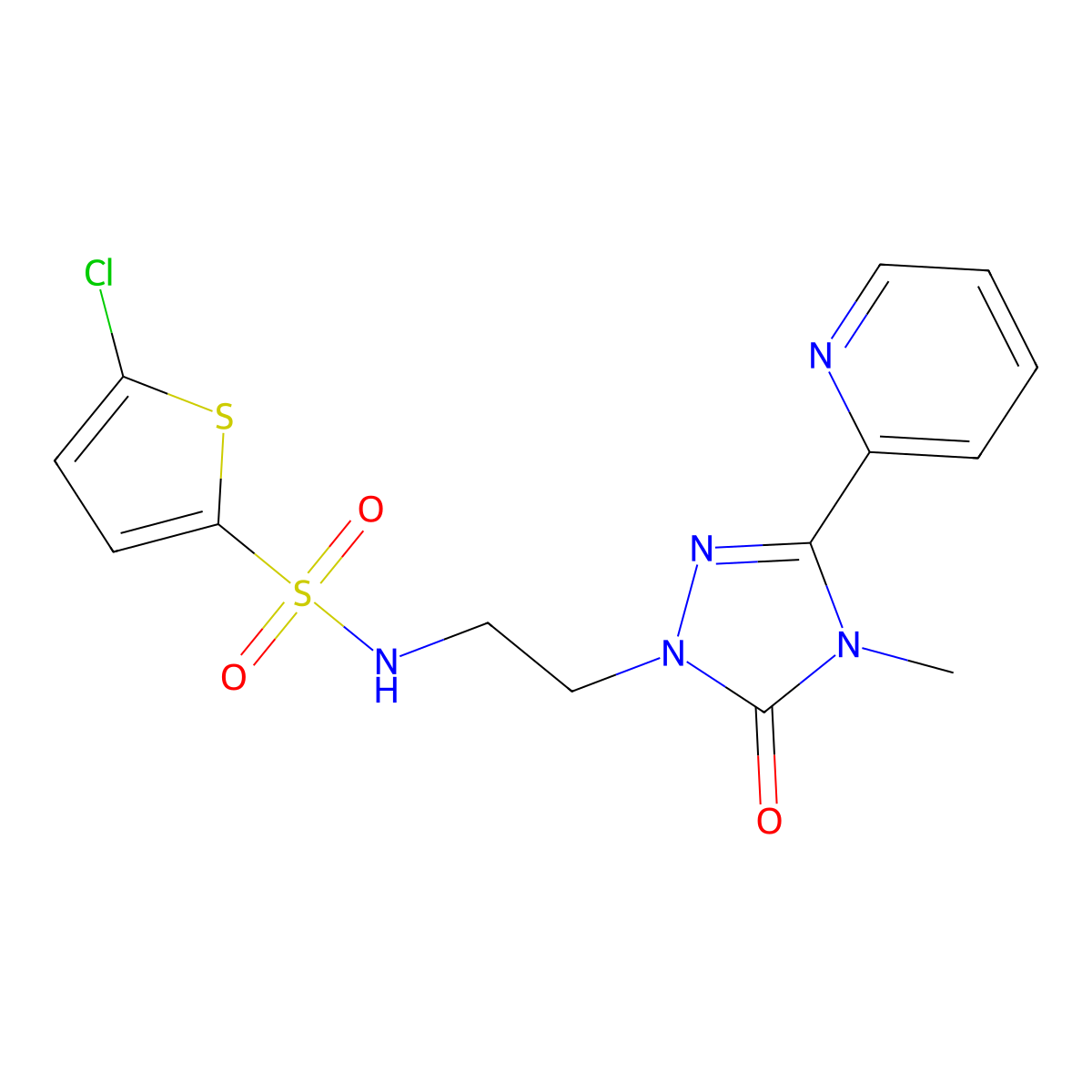 5-chloro-N-{2-[4-methyl-5-oxo-3-(pyridin-2-yl)-4,5-dihydro-1H-1,2,4-triazol-1-yl]ethyl}thiophene-2-sulfonamide molecular structure, CAS 1210191-86-8