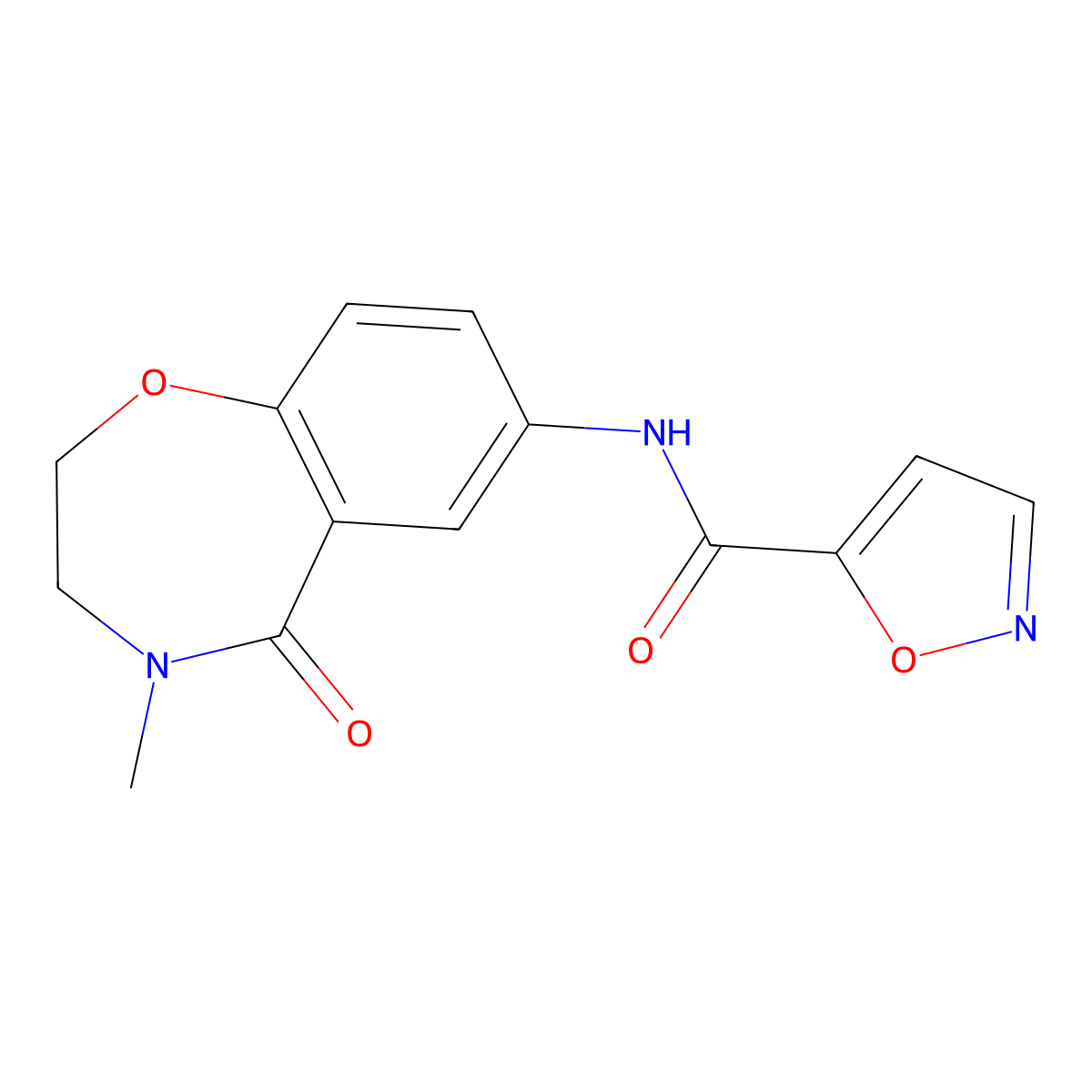 N-(4-methyl-5-oxo-2,3,4,5-tetrahydrobenzo[f][1,4]oxazepin-7-yl)isoxazole-5-carboxamide molecular structure, CAS 1210194-09-4