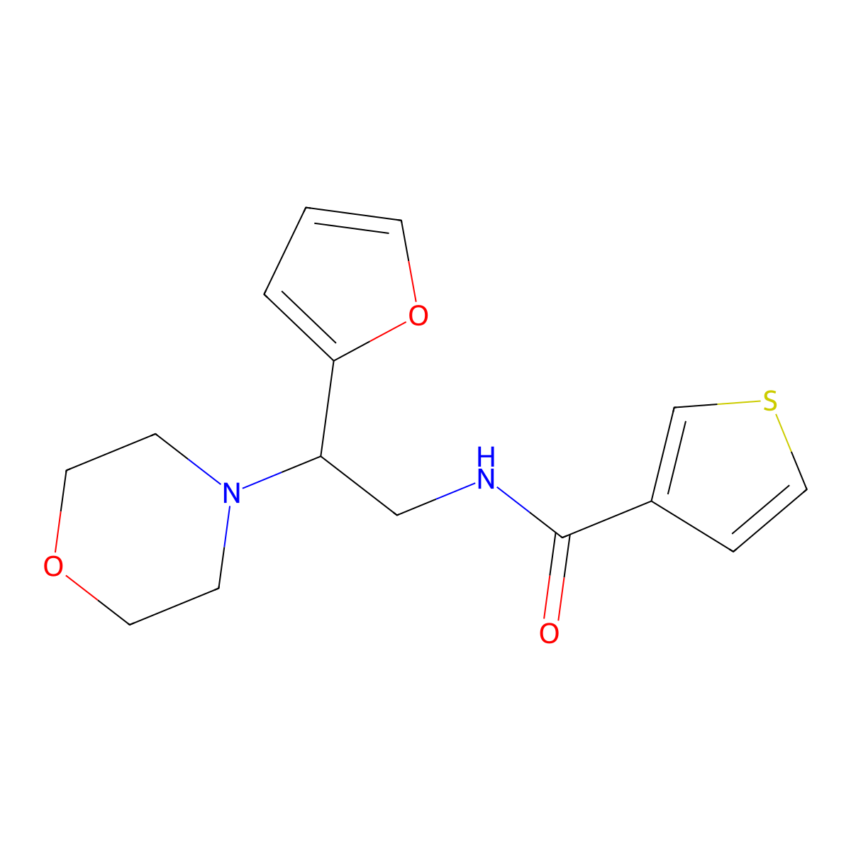 N-(2-(furan-2-yl)-2-morpholinoethyl)thiophene-3-carboxamide molecular structure, CAS 1210198-50-7