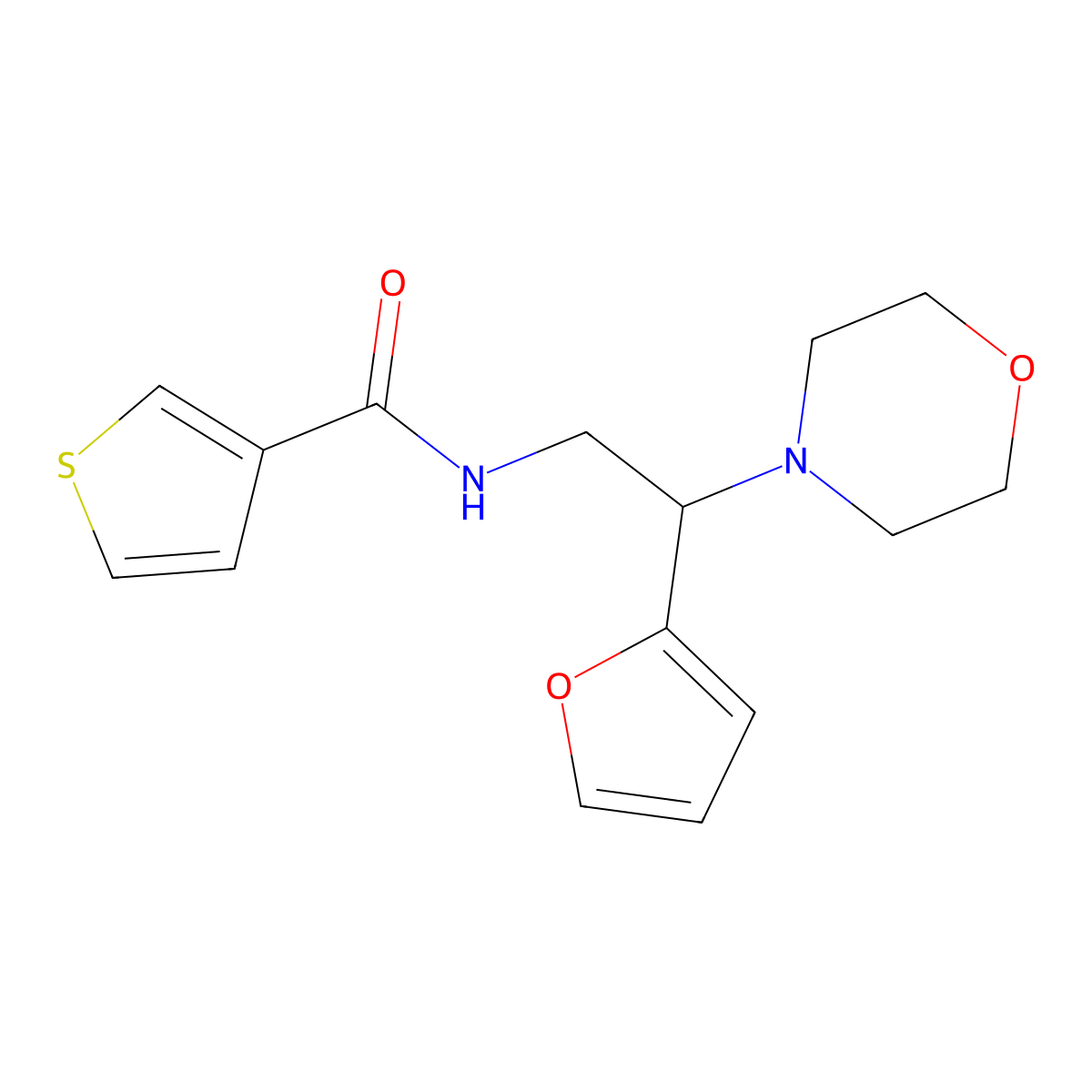 N-(2-(furan-2-yl)-2-morpholinoethyl)thiophene-3-carboxamide molecular structure, CAS 1210198-50-7