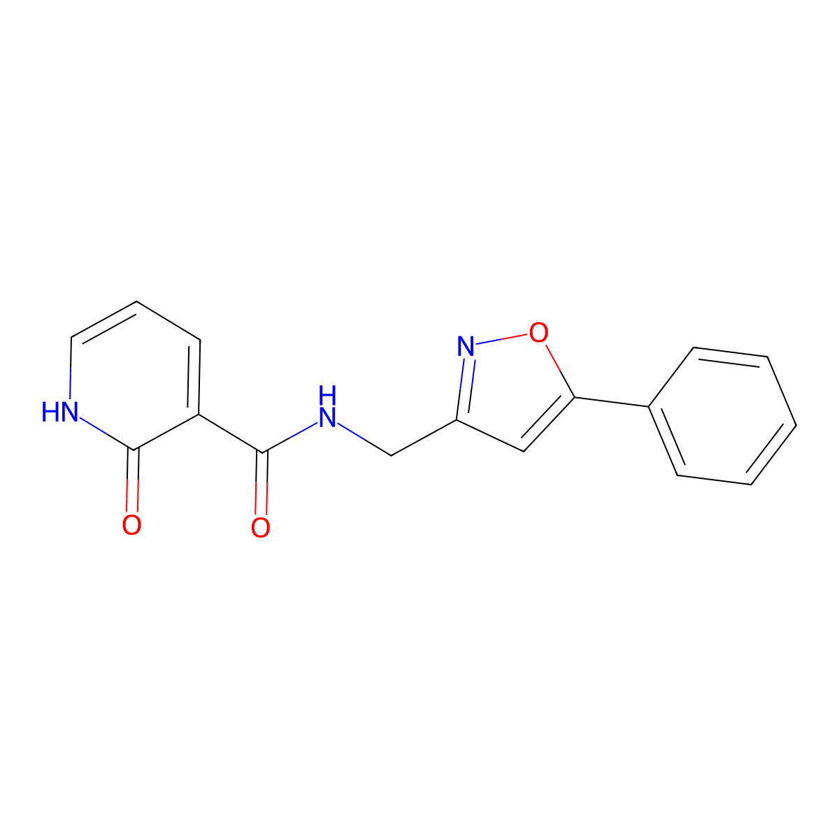 2-oxo-N-((5-phenylisoxazol-3-yl)methyl)-1,2-dihydropyridine-3-carboxamide molecular structure, CAS 1210199-87-3