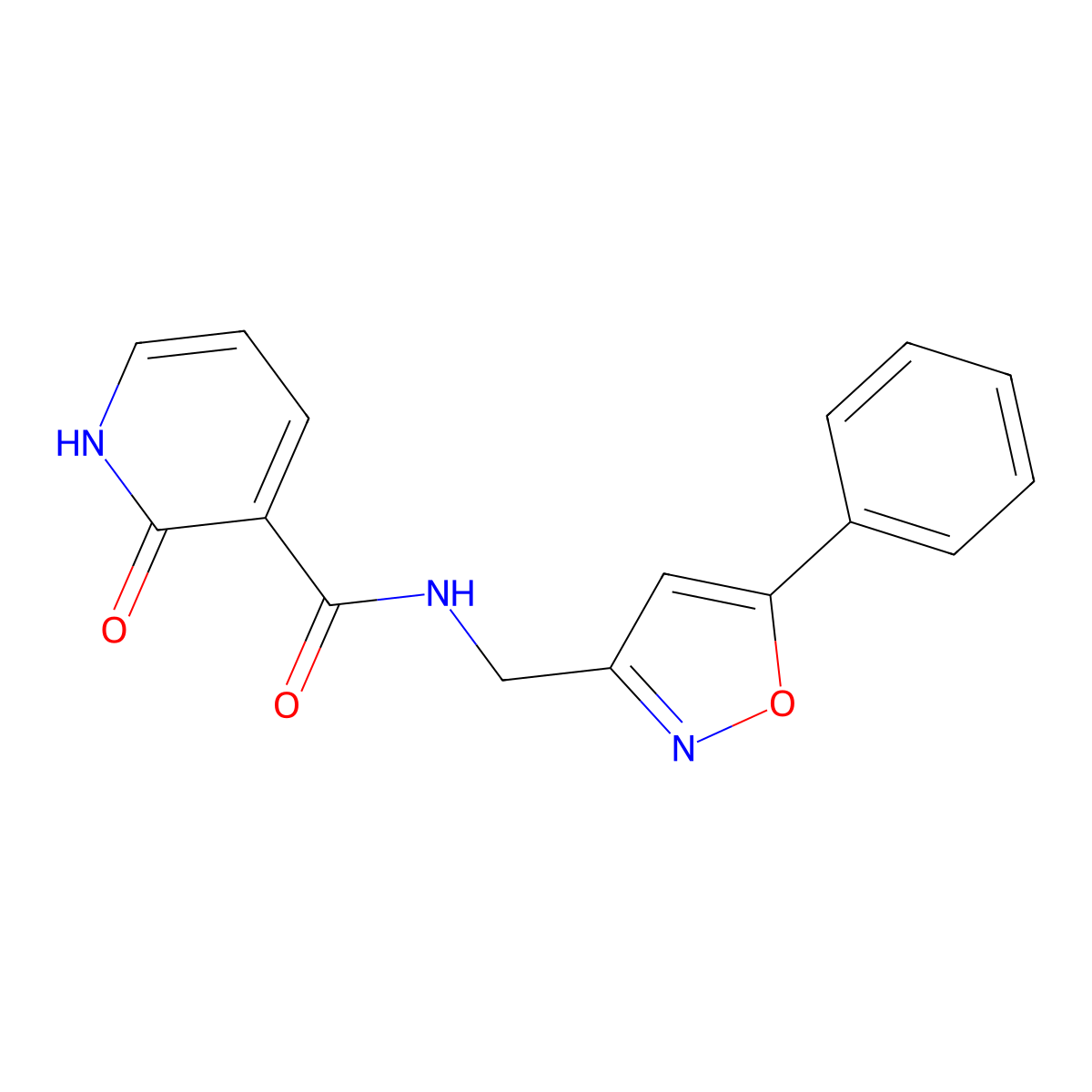 2-oxo-N-((5-phenylisoxazol-3-yl)methyl)-1,2-dihydropyridine-3-carboxamide molecular structure, CAS 1210199-87-3