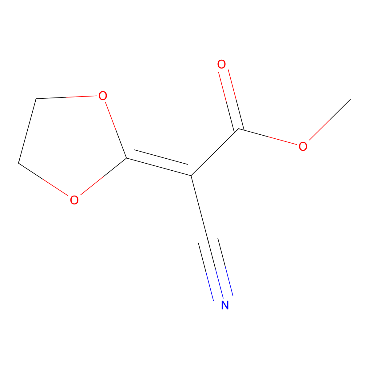 Methyl 2-cyano-2-(1,3-dioxolan-2-ylidene)acetate molecular structure, CAS 121020-69-7