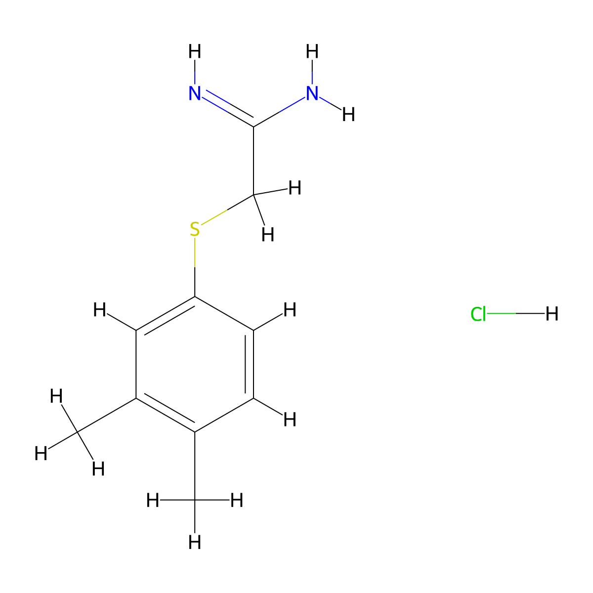 2-[(3,4-Dimethylphenyl)sulfanyl]ethanimidamide hydrochloride molecular structure, CAS 1210206-48-6
