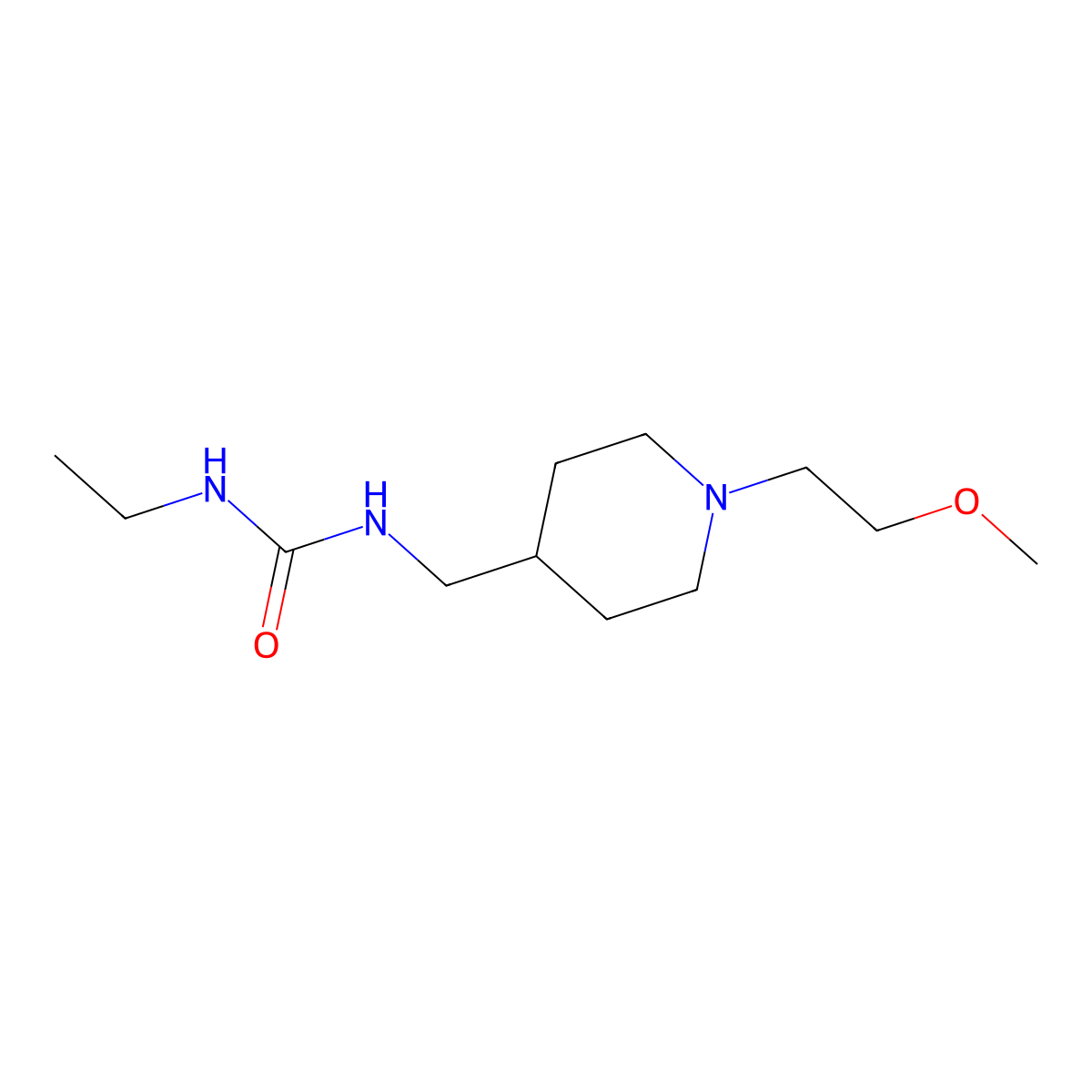 1-Ethyl-3-((1-(2-methoxyethyl)piperidin-4-yl)methyl)urea molecular structure, CAS 1210208-57-3