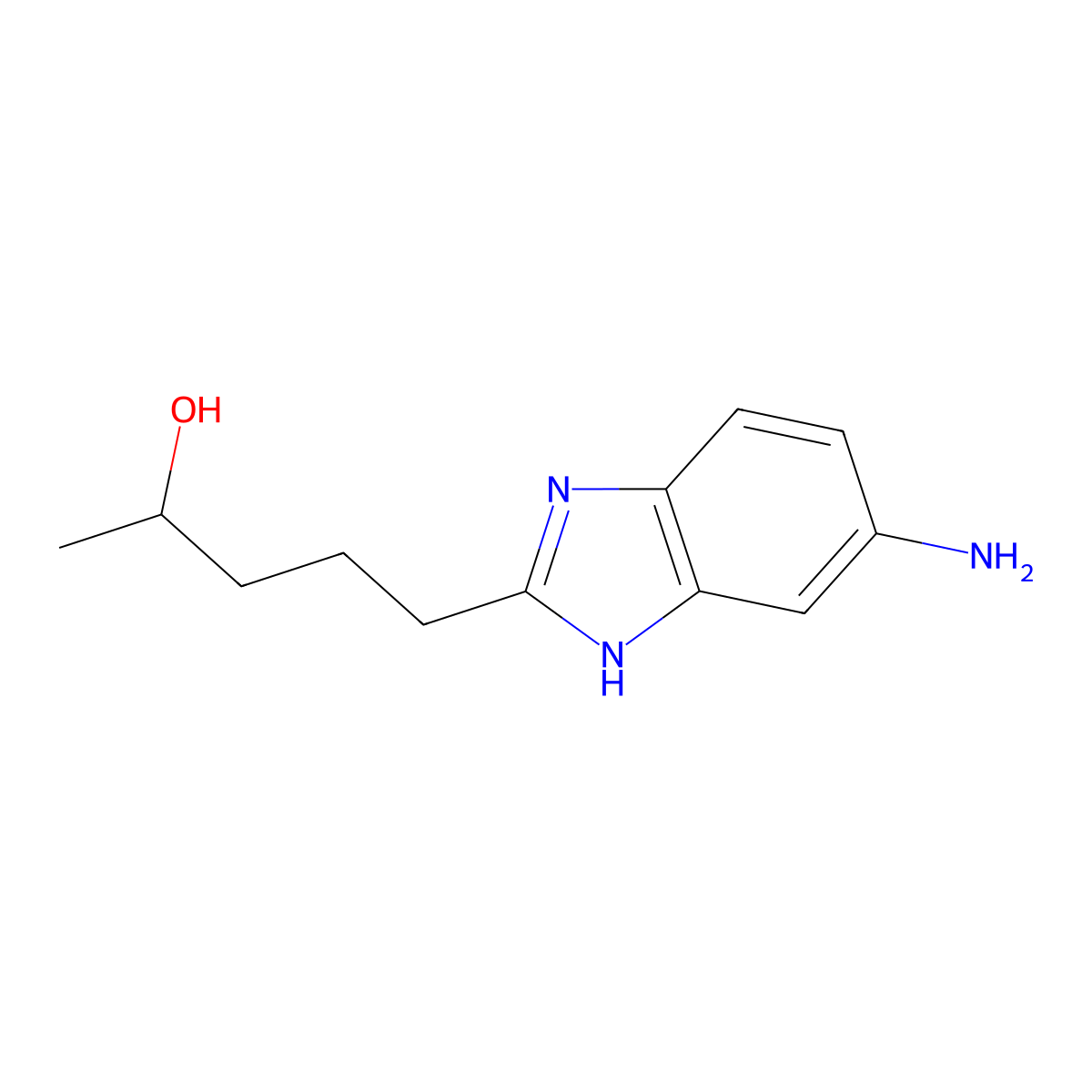 5-(5-amino-1H-benzimidazol-2-yl)pentan-2-ol molecular structure, CAS 1210208-97-1