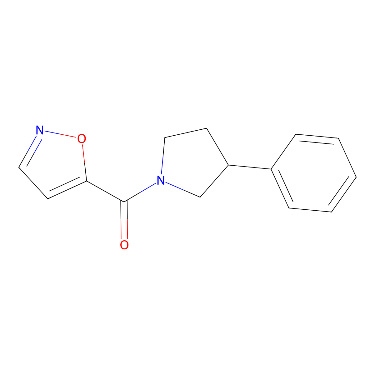 Isoxazol-5-yl(3-phenylpyrrolidin-1-yl)methanone molecular structure, CAS 1210209-88-3