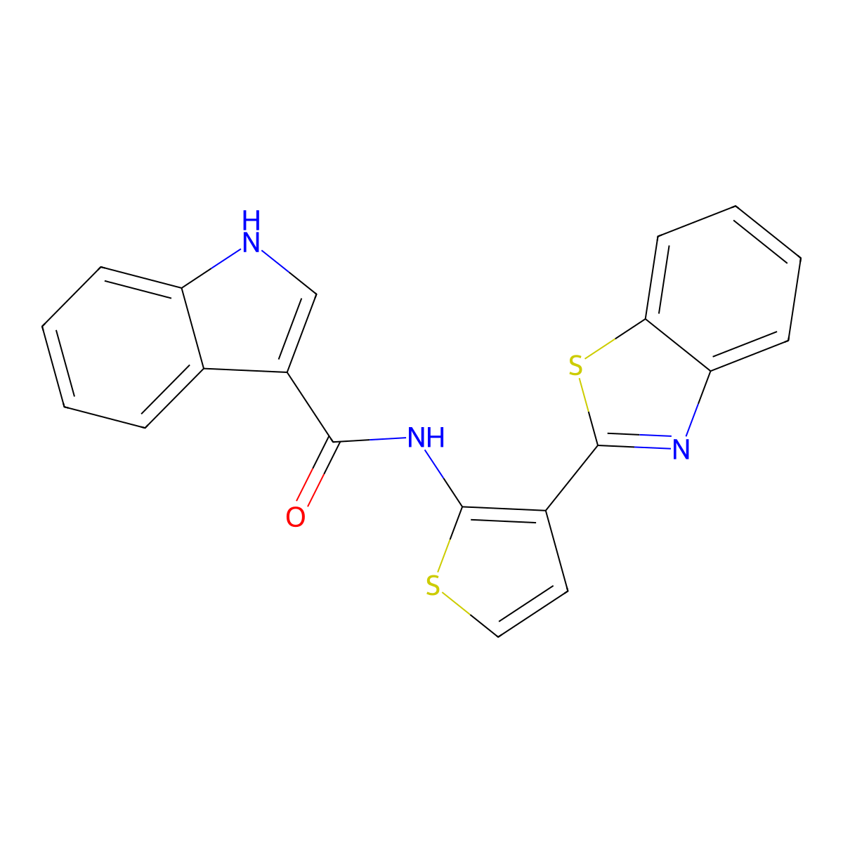 N-(3-(benzo[d]thiazol-2-yl)thiophen-2-yl)-1H-indole-3-carboxamide molecular structure, CAS 1210210-24-4