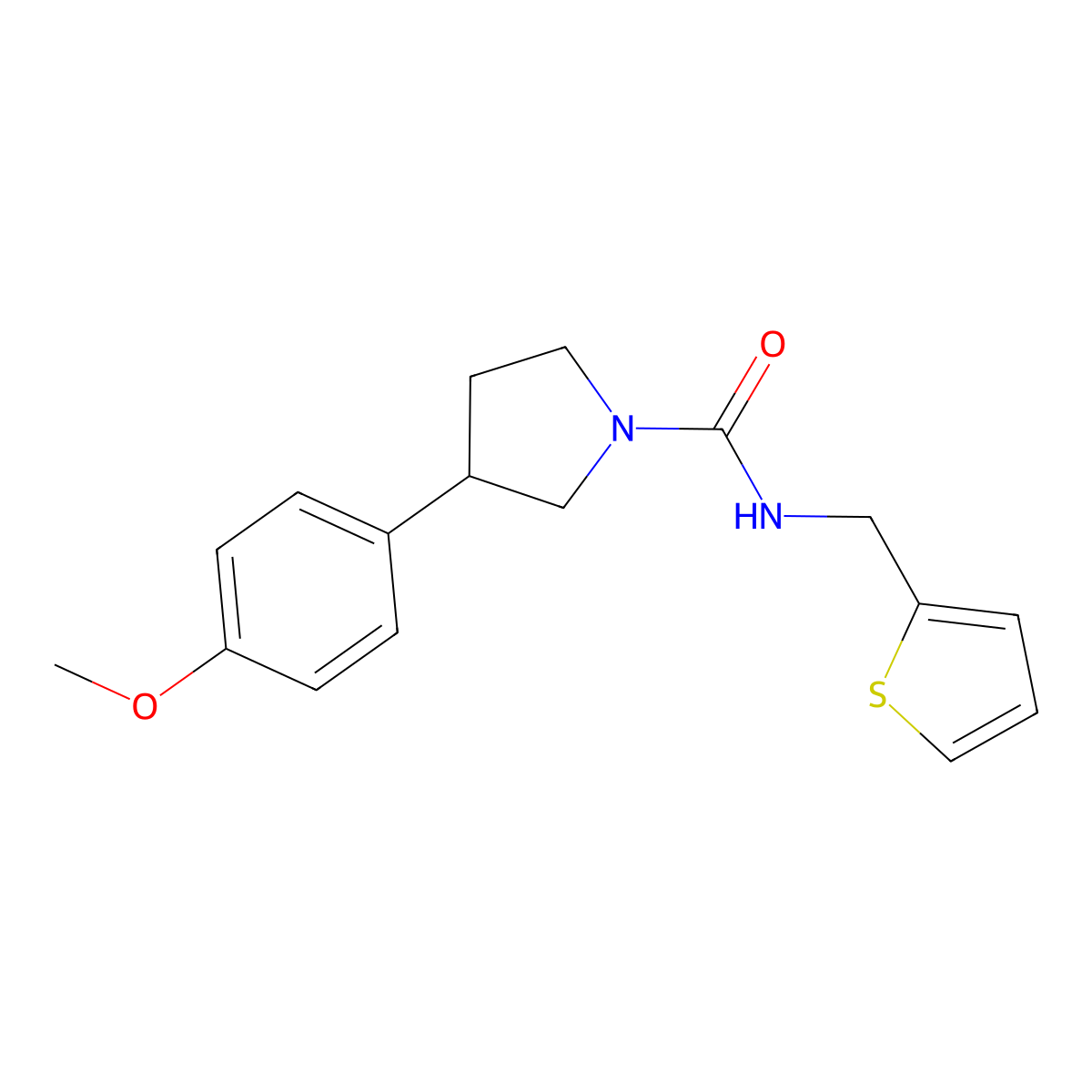 3-(4-methoxyphenyl)-N-(thiophen-2-ylmethyl)pyrrolidine-1-carboxamide molecular structure, CAS 1210213-44-7