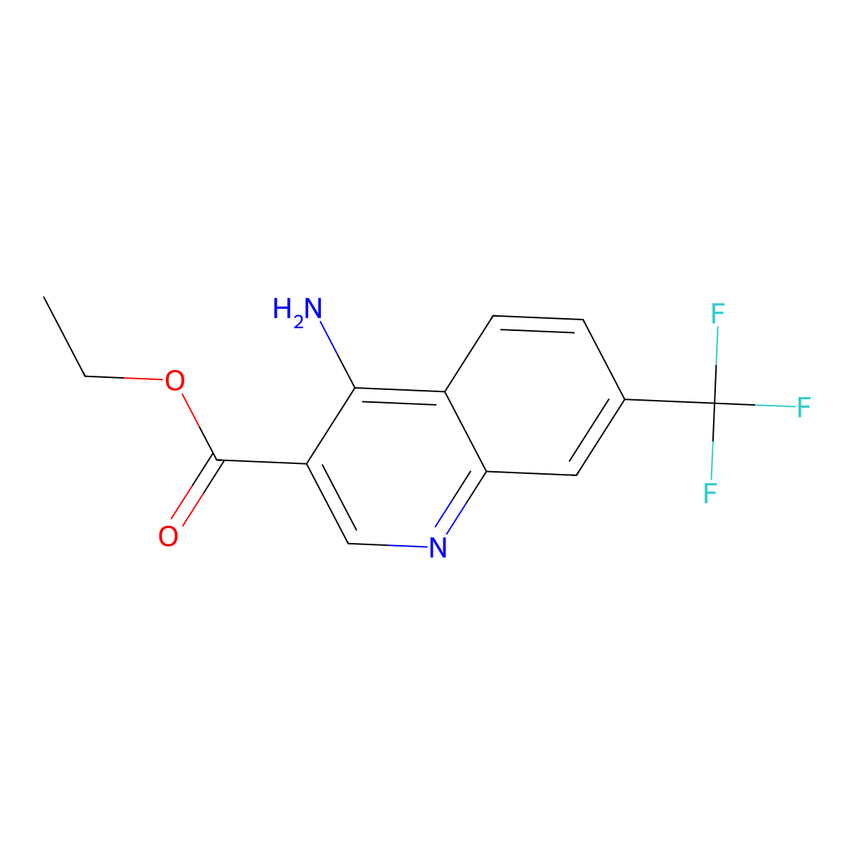 Ethyl 4-amino-7-(trifluoromethyl)quinoline-3-carboxylate molecular structure, CAS 1210221-54-7