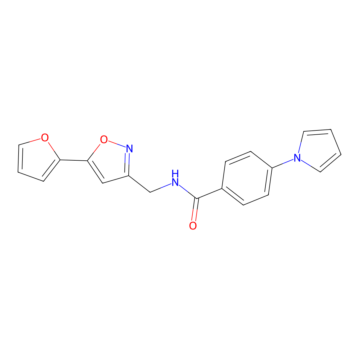 N-((5-(furan-2-yl)isoxazol-3-yl)methyl)-4-(1H-pyrrol-1-yl)benzamide molecular structure, CAS 1210223-33-8
