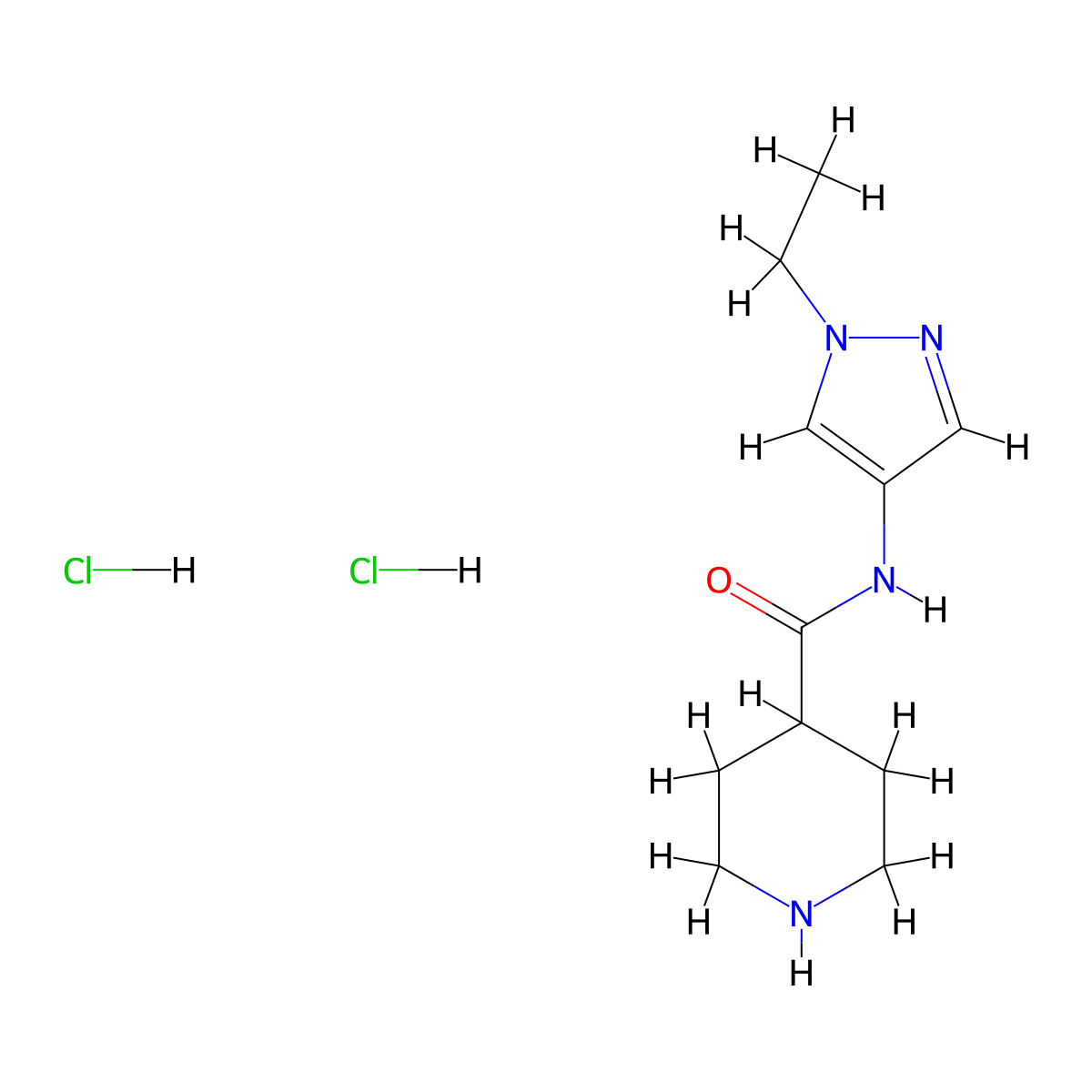 N-(1-ethyl-1H-pyrazol-4-yl)piperidine-4-carboxamide dihydrochloride molecular structure, CAS 1210224-02-4