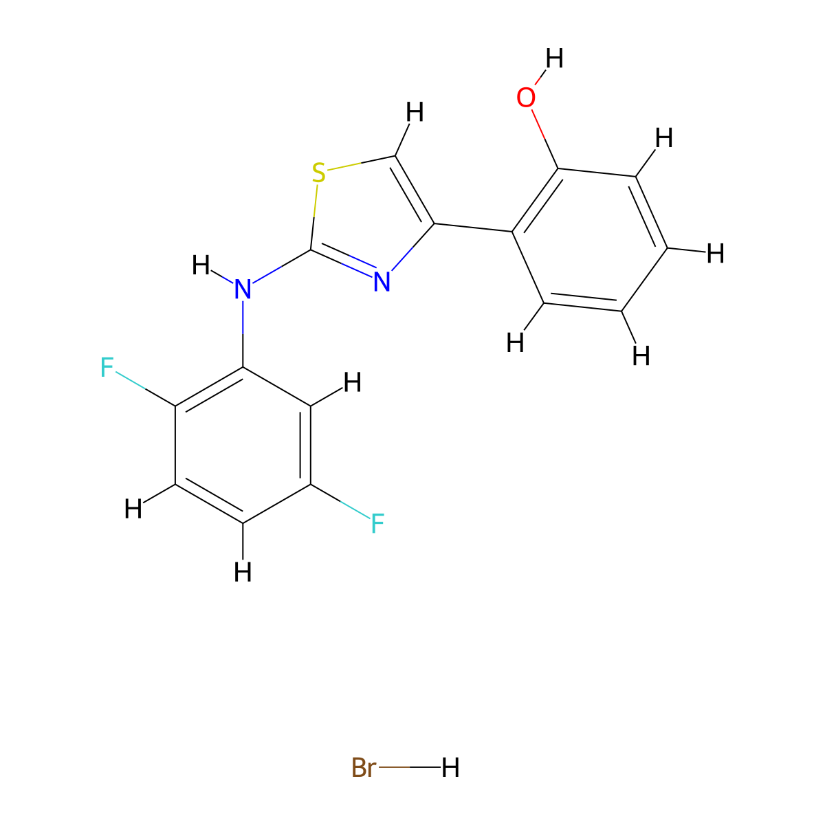 2-(2,5-Difluorophenyl)amino-4-(2-hydroxyphenyl)-1,3-thiazole hydrobromide molecular structure, CAS 1210224-35-3