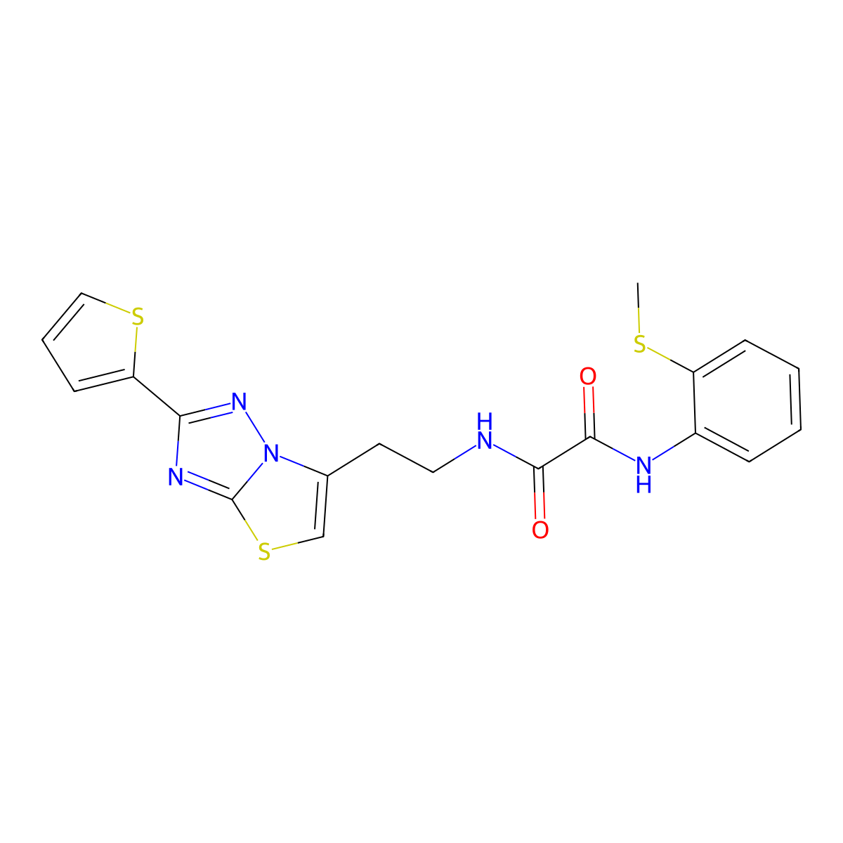 N1-(2-(methylthio)phenyl)-N2-(2-(2-(thiophen-2-yl)thiazolo[3,2-b][1,2,4]triazol-6-yl)ethyl)oxalamide molecular structure, CAS 1210237-83-4