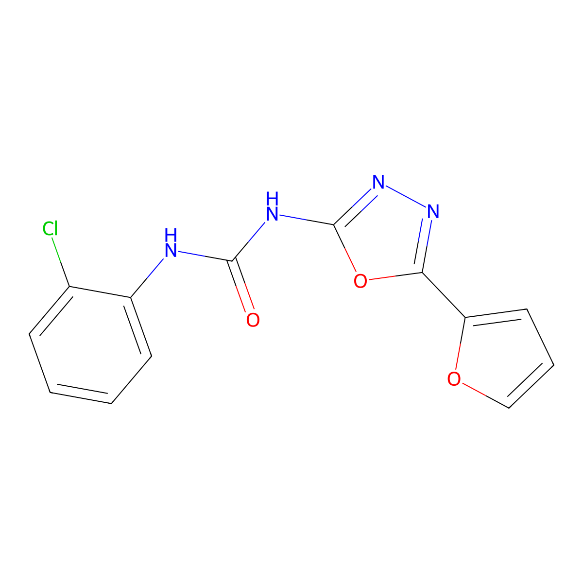 1-(2-Chlorophenyl)-3-(5-(furan-2-yl)-1,3,4-oxadiazol-2-yl)urea molecular structure, CAS 1210245-76-3